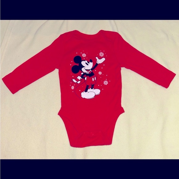Disney Red Christmas Mickey Mouse Bodysuit - Picture 1 of 4